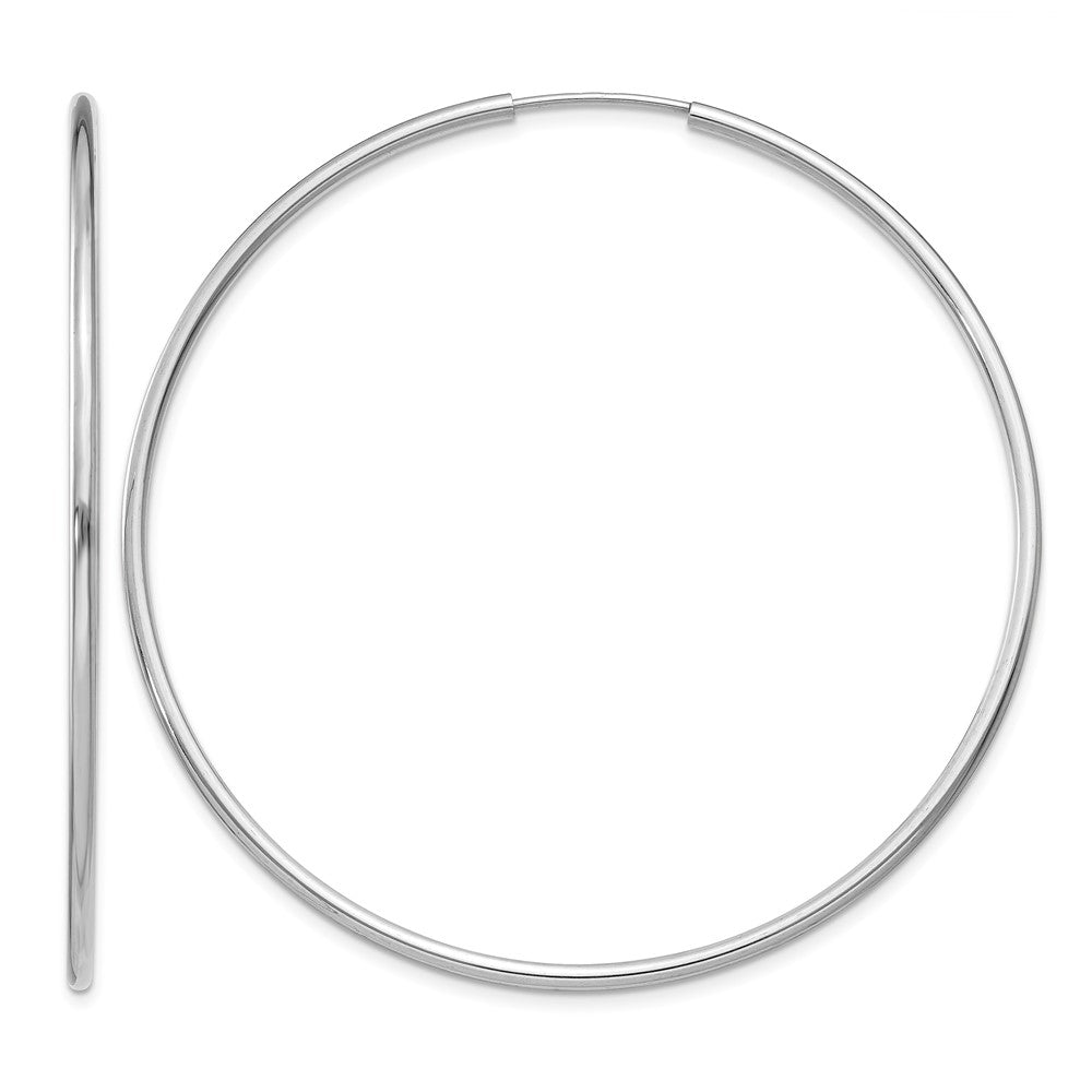 14k White Gold 1.5x51mm Polished Endless Tube Hoop Earrings, 50 x 1.5 mm
