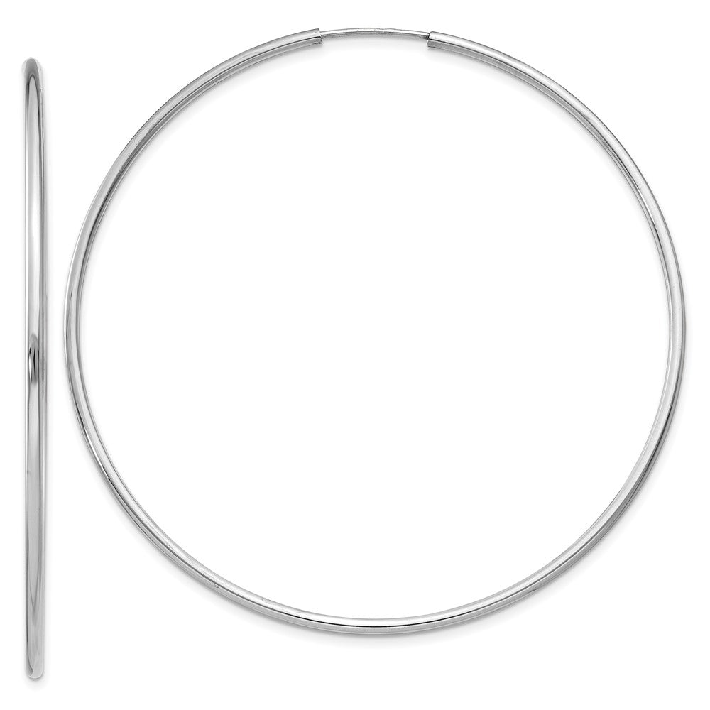 14k White Gold 1.5x55mm Polished Endless Tube Hoop Earrings, 55 x 1.5 mm