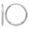 14k White Gold 1.5x16mm Satin Diamond-cut Endless Tube Hoop Earrings, 16 x 1.5 mm