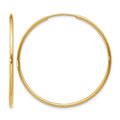 14k 1.2x34mm Polished Endless Tube Hoop Earrings, 35 x 1.25 mm