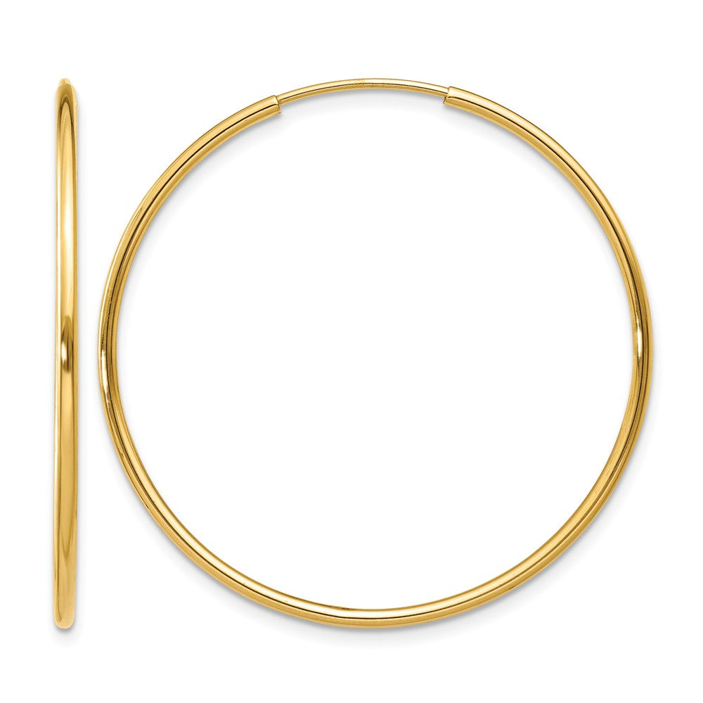 14k 1.2x34mm Polished Endless Tube Hoop Earrings, 35 x 1.25 mm