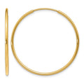 14k 1.2x30mm Polished Endless Tube Hoop Earrings, 30 x 1.25 mm