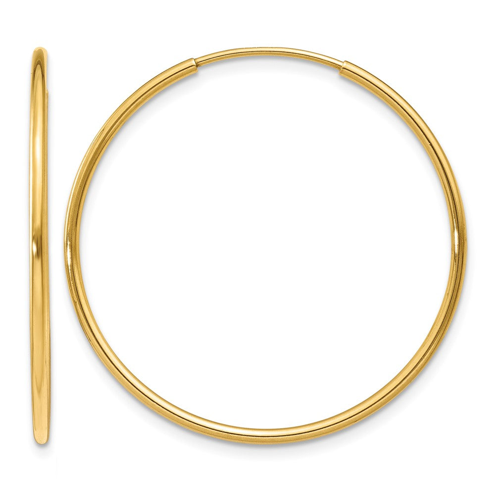 14k 1.2x30mm Polished Endless Tube Hoop Earrings, 30 x 1.25 mm