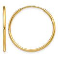 14k 1.2x25mm Polished Endless Tube Hoop Earrings, 25 x 1.25 mm