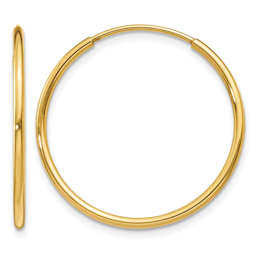14k 1.2x25mm Polished Endless Tube Hoop Earrings, 25 x 1.25 mm