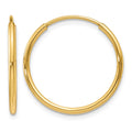 14k 1.2x20mm Polished Endless Tube Hoop Earrings, 20 x 1.25 mm