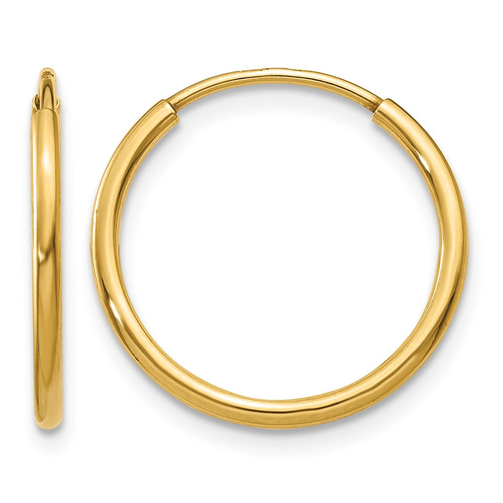 14k 1.2x16mm Polished Endless Tube Hoop Earrings, 16 x 1.25 mm