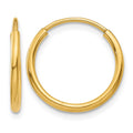14k 1.2x14mm Polished Endless Tube Hoop Earrings, 14 x 1.25 mm