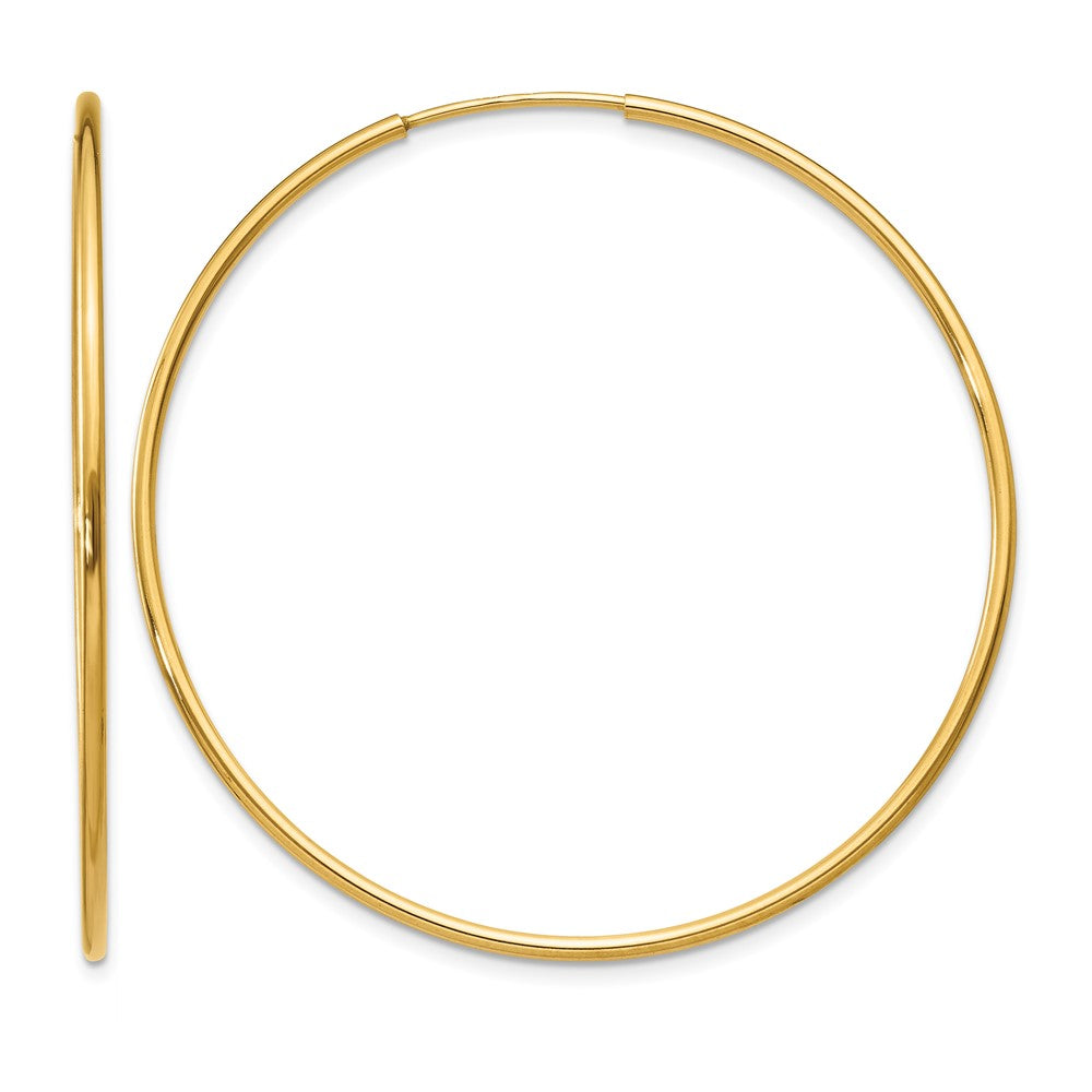 14k 1.2x40mm Polished Endless Tube Hoop Earrings, 40 x 1.25 mm