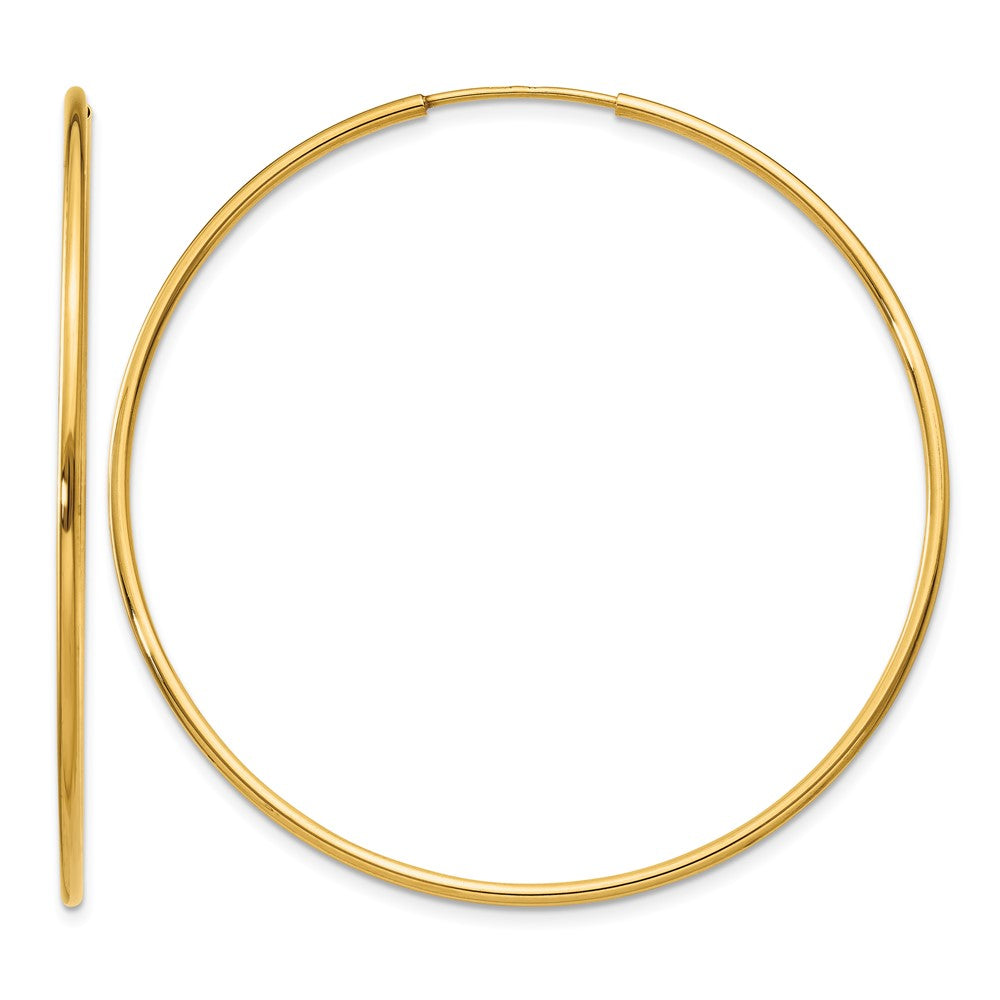 14k 1.2x46mm Polished Endless Tube Hoop Earrings, 45 x 1.25 mm