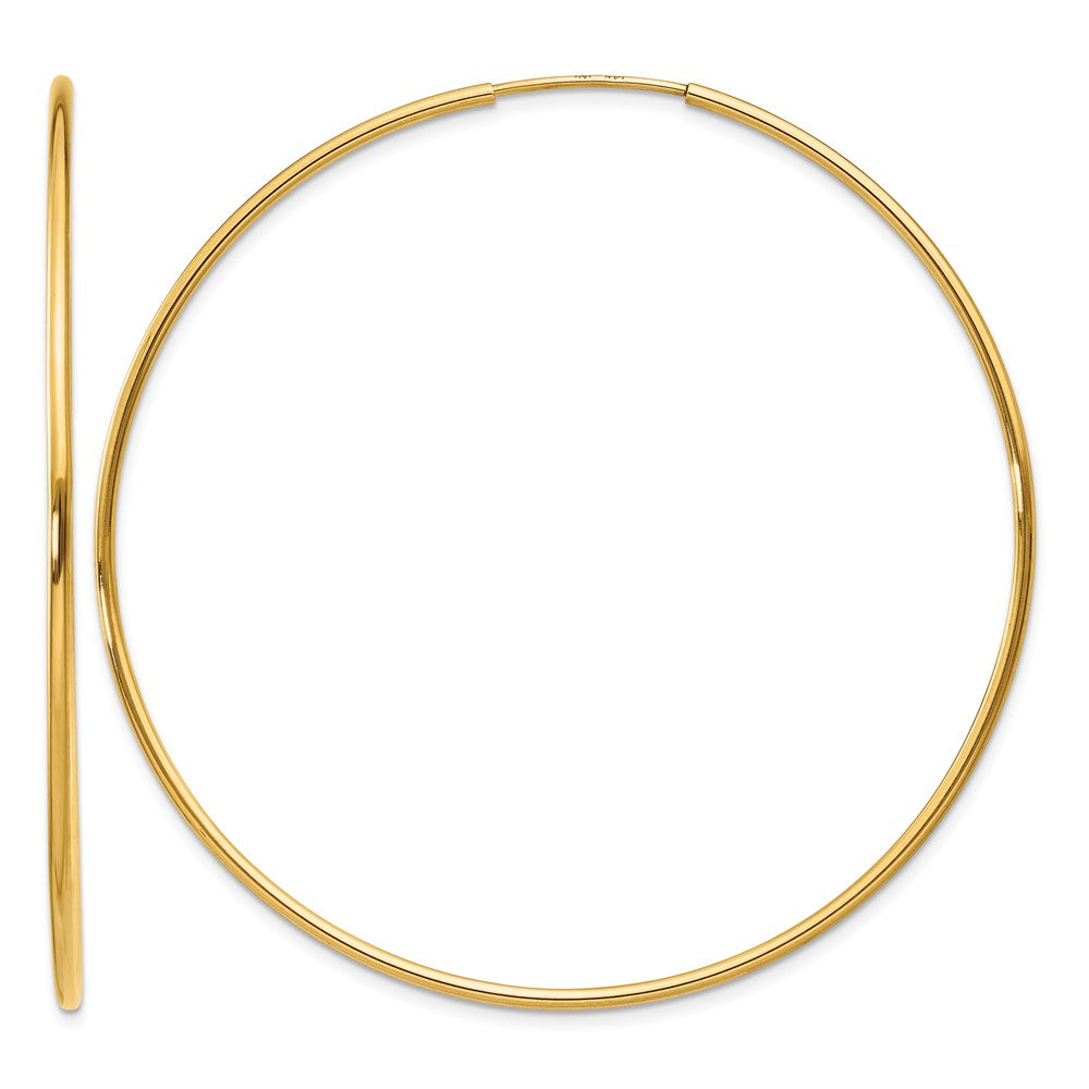 14k 1.2x54mm Polished Endless Tube Hoop Earrings, 55 x 1.25 mm