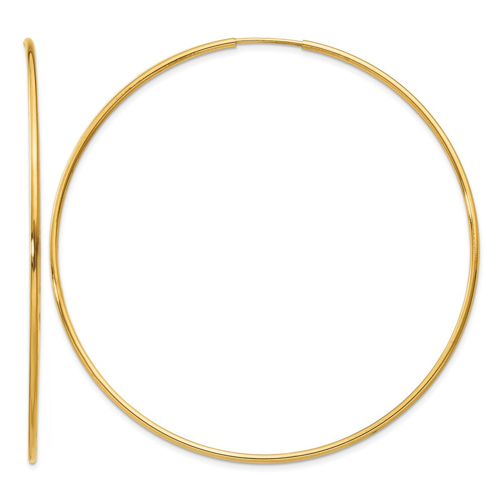14k 1.2x60mm Polished Endless Tube Hoop Earrings, 60 x 1.25 mm