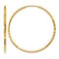 14k 1.2x30mm Satin Diamond-cut Endless Tube Hoop Earrings, 30 x 2 mm