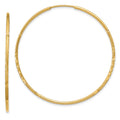 14k 1.2x40mm Satin Diamond-cut Endless Tube Hoop Earrings, 40 x 1.25 mm