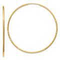 14k 1.2x45mm Satin Diamond-cut Endless Tube Hoop Earrings, 45 x 1.25 mm
