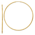 14k 1.2x60mm Satin Diamond-cut Endless Tube Hoop Earrings, 60 x 1.25 mm