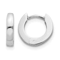 14k White Gold Polished Round Hinged Hoop Earrings, 9.5 x 2 mm