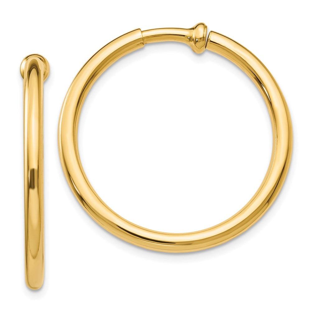 14k 2.5x25mm Polished Tube Hoop Non-pierced Earrings, 25 x 2.5 mm