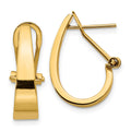 14k 5x18mm Polished Tapered J-Hoop Omega Back Post Earrings, 18 x 5 mm