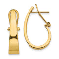 14k 6x22mm Polished Tapered J-Hoop Omega Back Post Earrings, 22 x 6 mm