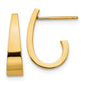 14k Small Polished J Hoop Earrings, 14 x 4 mm