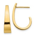 14k Medium Polished J Hoop Earrings, 19 x 5 mm