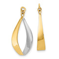 14k and White Rhodium Polished Reversible Oval Hoop Dangle Earring Jackets, 24 x 17 mm