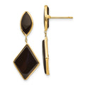 14k Black Onyx Dangle Post Earrings, 32 x 11 mm