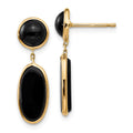 14k Black Onyx Oval Dangle Post Earrings, 25 x 6 mm