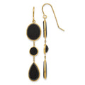 14k Black Onyx Geometric Dangle French Hook Earrings, 53 x 10 mm