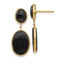 14k Black Onyx Oval Dangle Post Earrings, 31 x 11 mm
