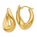 14k Twisted Oval Hoop Earrings, 23 x 9 mm