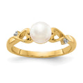 14k White Freshwater Cultured Pearl and Diamond Heart Ring, 1.606 ct, Size 7