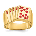 IB Goodman 14k Red Enameled Royal Flush in Hearts Mens Ring, Size 10