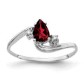 14k White Gold 6x4mm Pear Garnet and AA Diamond Bypass Ring, 0.55 ct