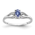 14k White Gold 5x3mm Oval Tanzanite and AA Diamond Ring, 0.29 ct, Size 6