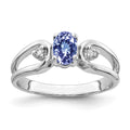 14k White Gold 6x4mm Oval Tanzanite and AA Diamond Ring, 0.534 ct