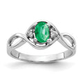 14k White Gold 6x4mm Oval Emerald and AA Diamond Ring, 0.444 ct