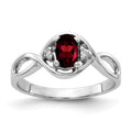 14k White Gold 6x4mm Oval Garnet and AA Diamond Ring, 0.624 ct