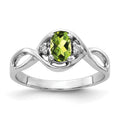 14k White Gold 6x4mm Oval Peridot and AA Diamond Ring, 0.474 ct