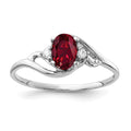 14k White Gold 6x4mm Oval Lab-Created Ruby and VS Diamond Ring, 0.634 ct