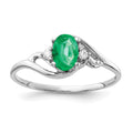14k White Gold 6x4mm Oval Emerald and AAA Diamond Ring, 0.454 ct, 1.31 g