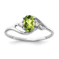 14k White Gold 6x4mm Oval Peridot and AAA Diamond Ring, 0.484 ct