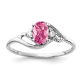 14k White Gold 6x4mm Oval Pink Tourmaline and AA Diamond Ring, 0.294 ct