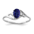 14k White Gold 6x4mm Oval Blue Sapphire and A Diamond Ring, 0.684 ct, 1.31 g