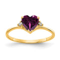 14k 6mm Heart Rhodolite Garnet and VS Diamond Ring, 1.024 ct
