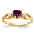 14k 5mm Heart Rhodolite Garnet and AA Diamond Ring, 0.62 ct, Size 6