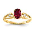 14k 7x5mm Oval Lab-Created Ruby and1/20 carat A Diamond Ring, 0.05 ct, Size 6