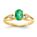 14k 7x5mm Oval Emerald and1/20 carat AA Diamond Ring, 0.83 ct, Size 6