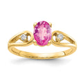 14k 7x5mm Oval Pink Sapphire and1/20 carat AA Diamond Ring, 1.16 ct, Size 6